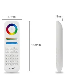 MiBoxer FUT089 LED-Fernbedienung RGB-WW mit 8 Zonen, weiße Handfernbedienung mit Farbrad, Schieberegler und Tastenfeld,