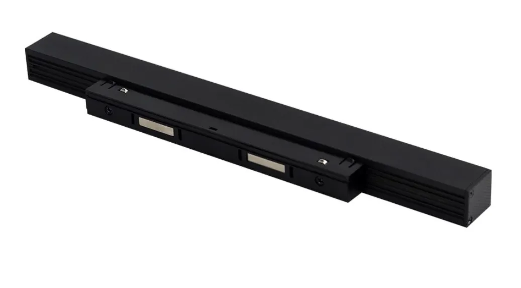 Luminaria LED MiBoxer MF2-12A-RF 12W 48V CCT con módulo ajustable en riel negro sobre fondo blanco.
