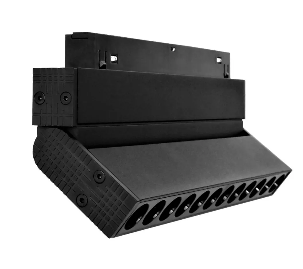Luce LED MiBoxer MG2-10F-ZL V2 48V a binario con griglia pieghevole 10W CCT Zigbee 3.0, tre unità nere impilate con una