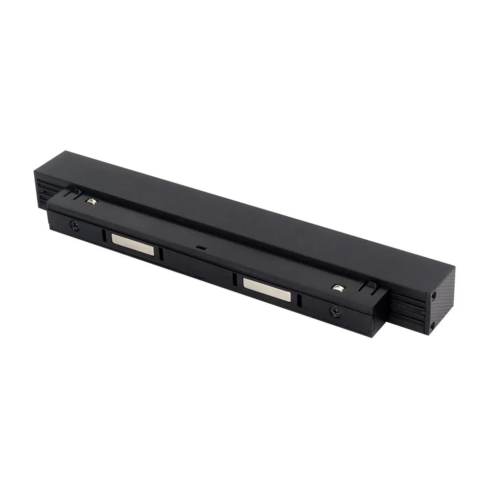 Luminaire MiBoxer MG5-06N-RF LED 48V 6W RGB+CCT à rail noir avec grille et inserts argentés en vue latérale pour éclairage