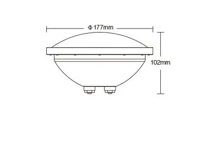Lumière de piscine MiBoxer PW01 LED LoRa 27W RGB-CCT vue de profil avec cotes diamètre 177mm et hauteur 102mm pour Lumière de piscine MiBoxer PW01 LED LoRa 27W RGB-CCT vue de profil avec cotes diamètre 177mm et hauteur 102mm pour