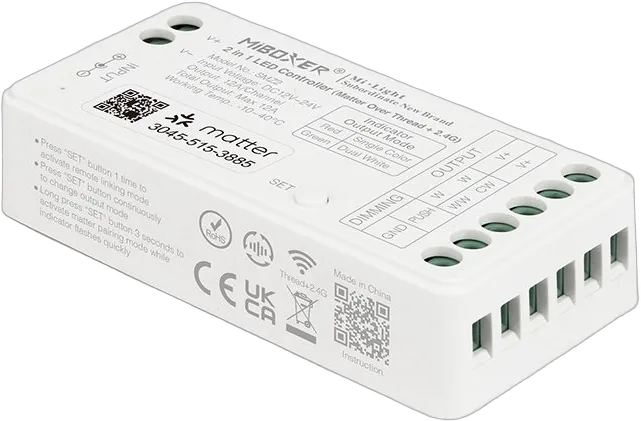 MiBoxer SM2 LED Controller Matter-Serie 2in1 Single colour/CCT(dual white) dim DC12/24V Matter Over Thread+2.4GHz MiBoxer SM2 LED Controller Matter-Serie 2in1 Single colour/CCT(dual white) dim DC12/24V Matter Over Thread+2.4GHz