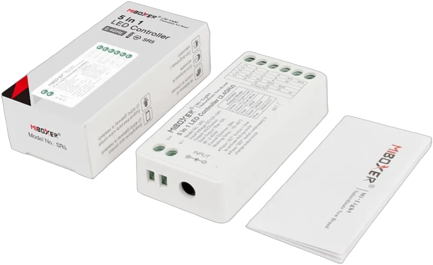 MiBoxer SR5 LED Controller 5in1 RGB-WW (RGB-CCT) DC12~24V WiFi + 2.4G Alexa Serie MiBoxer SR5 LED Controller 5in1 RGB-WW (RGB-CCT) DC12~24V WiFi + 2.4G Alexa Serie