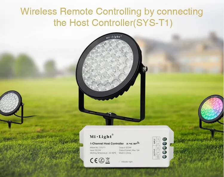 MiBoxer SYS-RC2 LED-Gartenleuchte 15W RGB-WW mit WLAN und Funk, schwarze Rundleuchte mit Halterung, weiße und RGB-Varianten MiBoxer SYS-RC2 LED-Gartenleuchte 15W RGB-WW mit WLAN und Funk, schwarze Rundleuchte mit Halterung, weiße und RGB-Varianten
