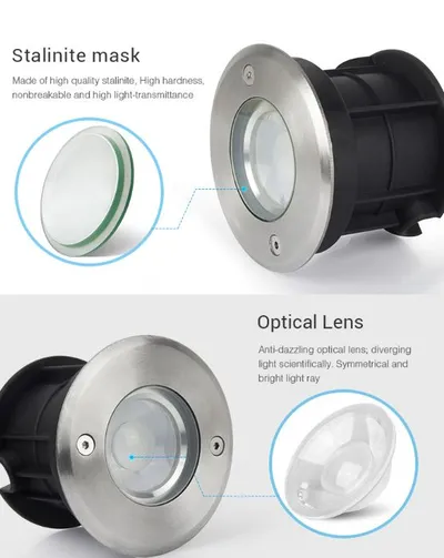 MiBoxer SYS-RD1 LED Subordinate Bodeneinbaustrahler 5W RGB-WW (RGB-CCT) mit Funk und WLAN