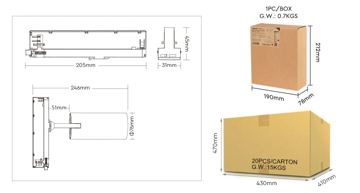 MiBoxer TS2-30W-ZR LED 3PH Track Spotlight 30W CCT Zigbee 3.0 + 2.4G weiß