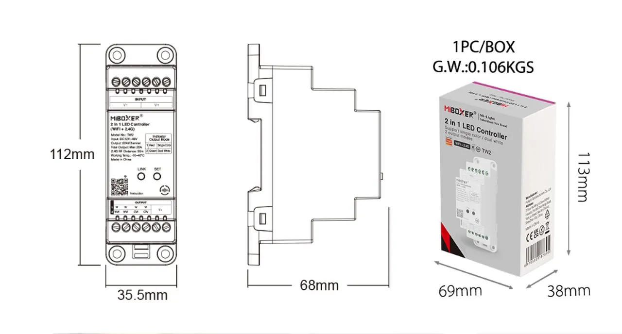Synergy 21 LED Controller 2 in 1 Track LED Controller Single colour/CCT(dual white) DC12/24V WiFi+2.4GHz *Milight/Miboxer* Synergy 21 LED Controller 2 in 1 Track LED Controller Single colour/CCT(dual white) DC12/24V WiFi+2.4GHz *Milight/Miboxer*
