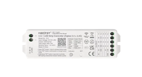 MiBoxer ZL5 LED Controller 5in1 RGB-WW (RGB-CCT) DC12~48V Zigbee 3.0/2.4G
