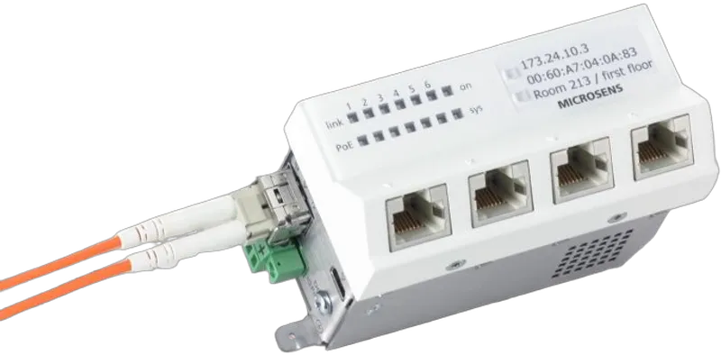 Microsens Gigabit Ethernet Installations-Switch, Gen. 6+, 6 Port, PoE+, 5xRJ45, 1xSFP, MS440209PM-48G6
