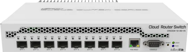 Mikrotik CRS309-1G-8S+ Gestionado Gigabit Ethernet (10/100/1000) Energía sobre Ethernet (PoE) Blanco