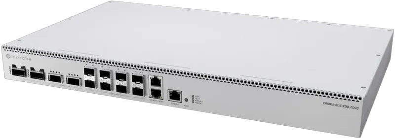 MikroTik Cloud Router Switch CRS812-8DS-2DQ-2DDQ-RM, 2x 10GB RJ45, 8x 50G SFP56, 2x 200G QSFP56, 2x 400G QSFP56-DD, Rackmount