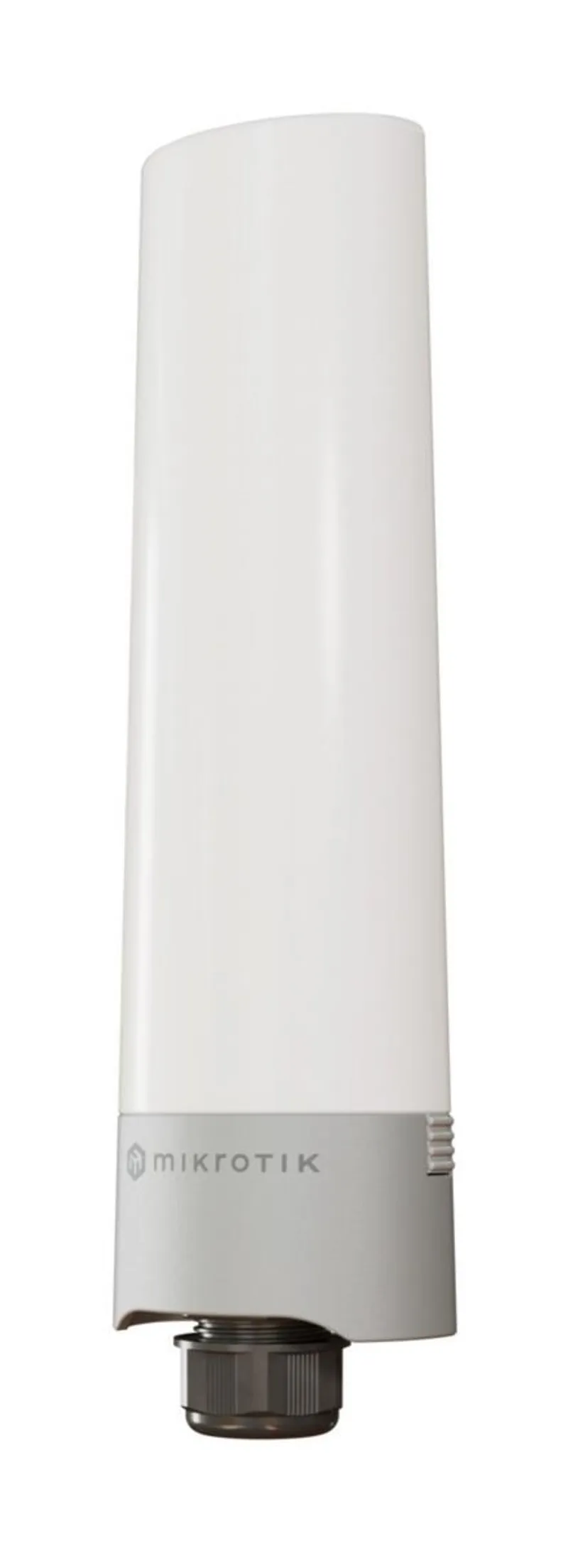MikroTik GPER14i Smart Gigabit Passive Ethernet Repeater & PoE-Splitter, weiß-graues zylindrisches Outdoor-Gerät mit Logo