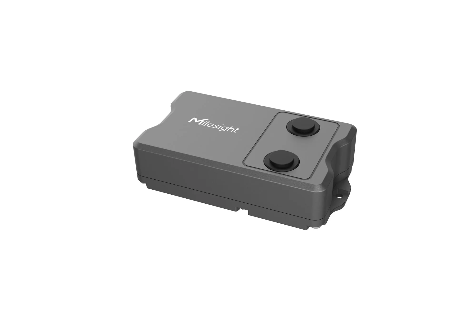 Capteur ultrasonique multifonction Milesight EM400-MUD-N03GL-B045-2 en gris avec logo et deux transducteurs noirs pour Capteur ultrasonique multifonction Milesight EM400-MUD-N03GL-B045-2 en gris avec logo et deux transducteurs noirs pour