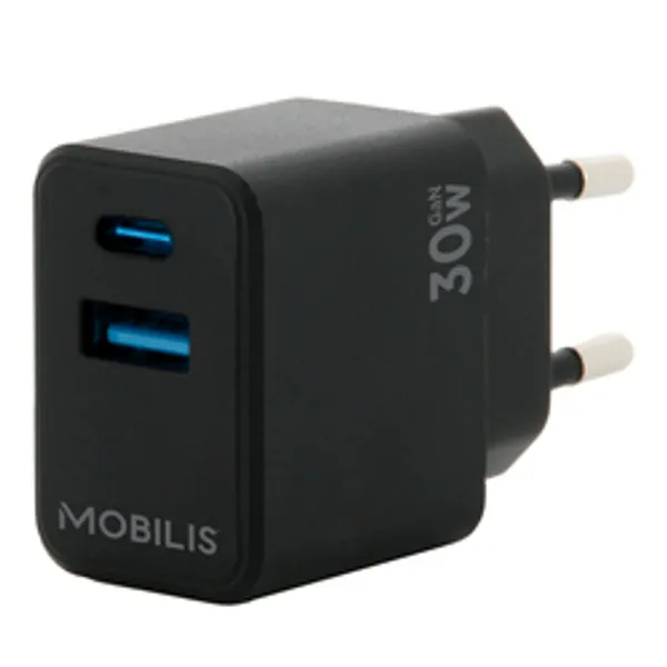 Mobilis Wall Charger 30W - 1 USB A + 1 USB C - GaN