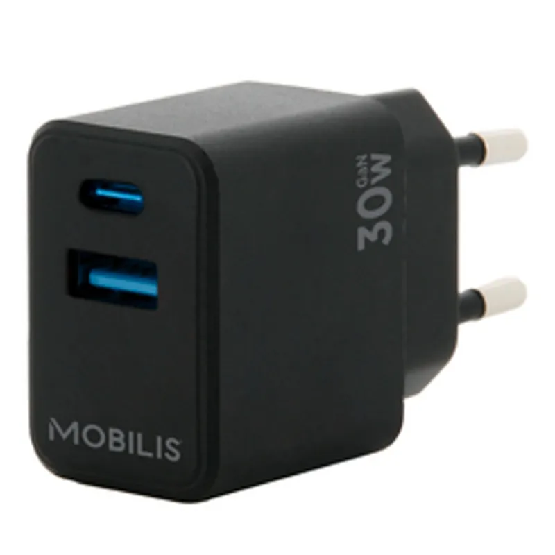 Mobilis Wall Charger 30W - 1 USB A + 1 USB C - GaN