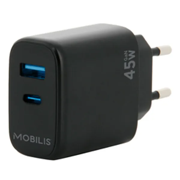 Mobilis Wall Charger 45W - 1 USB A + 1 USB C - GaN