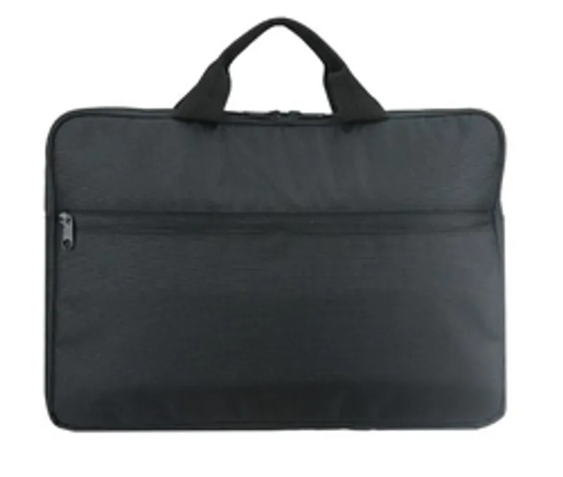 Black Mobilis Basic Netcover 11-14'' laptop sleeve with top handle, front zippered pocket, and side zipper made from 30%