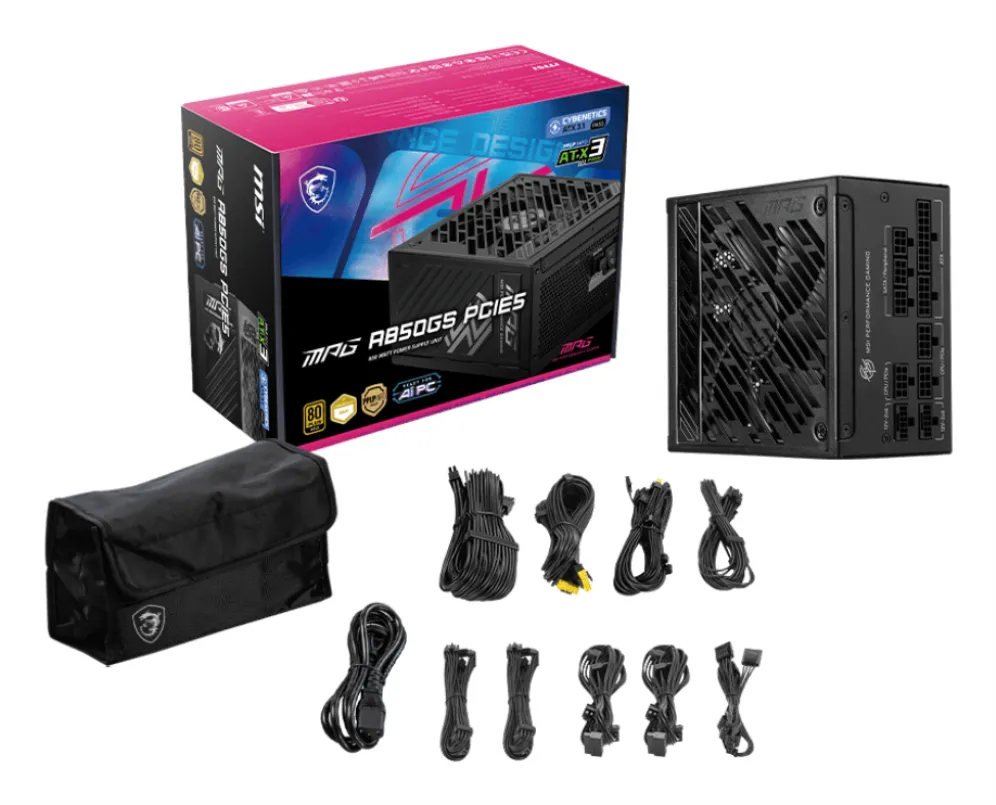MSI MPG A850GS PCIE5 unidad de fuente de alimentación 850 W 24-pin ATX ATX Negro MSI MPG A850GS PCIE5 unidad de fuente de alimentación 850 W 24-pin ATX ATX Negro