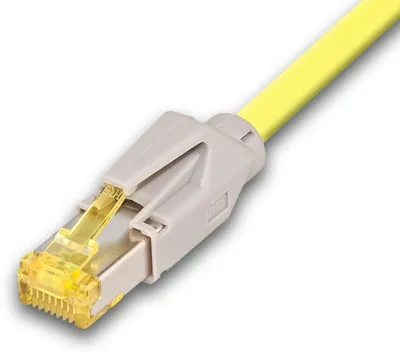 KAT6A HQ Patchkabel, DRAKA 500MHz, Hirose TM31, LSOH, gelb