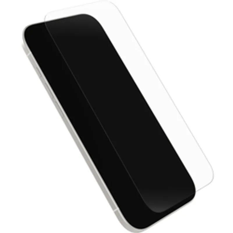 Защитное стекло OtterBox Glass для iPhone Air прозрачное оптом — демонстрация установки прозрачного стекла над чёрным