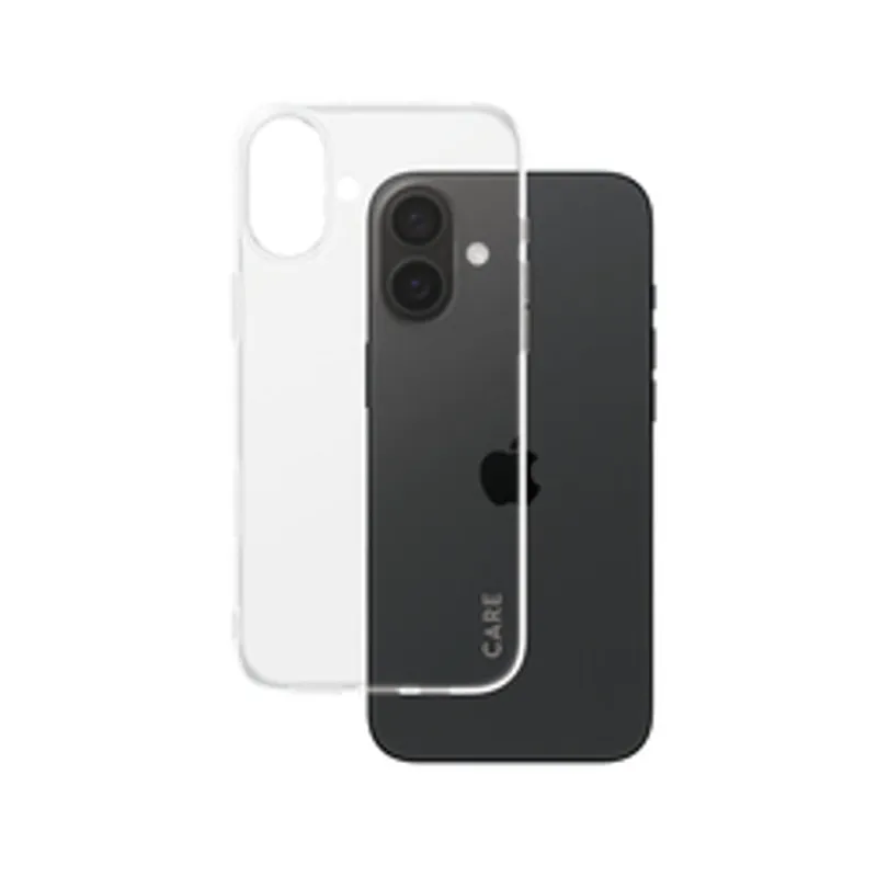 Funda transparente CARE Case Fashion X-Ray Soft Basic para iPhone 16 Plus con diseño minimalista y logo Apple visible a
