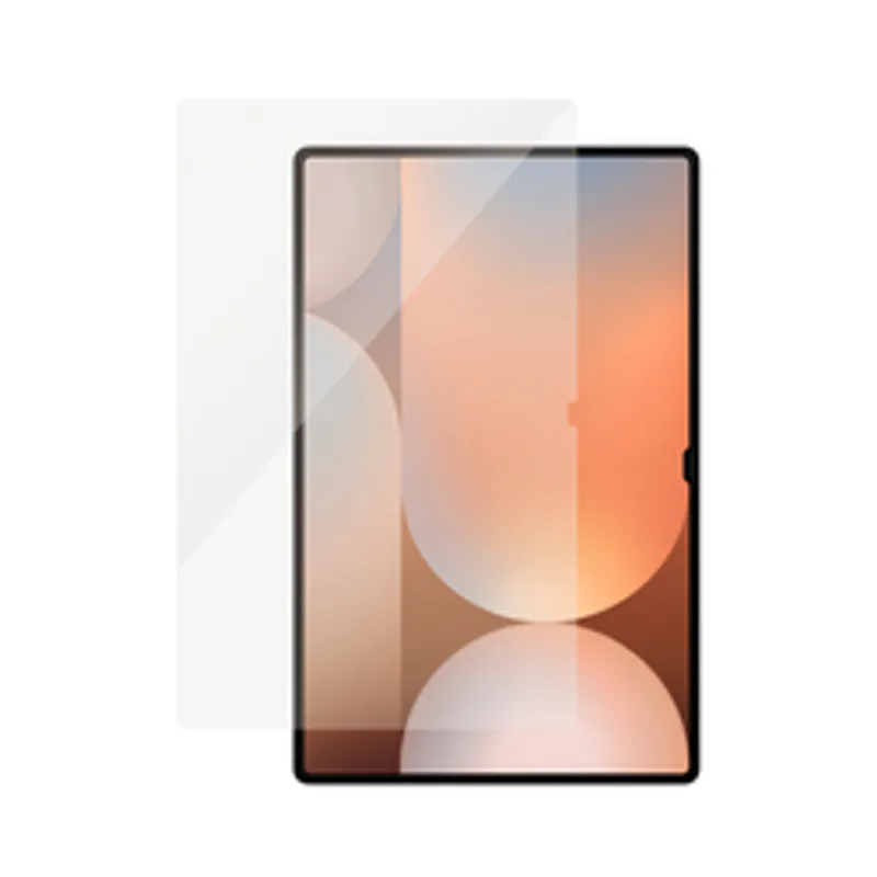 PanzerGlass Screen Protector Samsung Galaxy Tab S10/8/9 Ultra, affichant un fond d'écran abstrait orange et beige sur