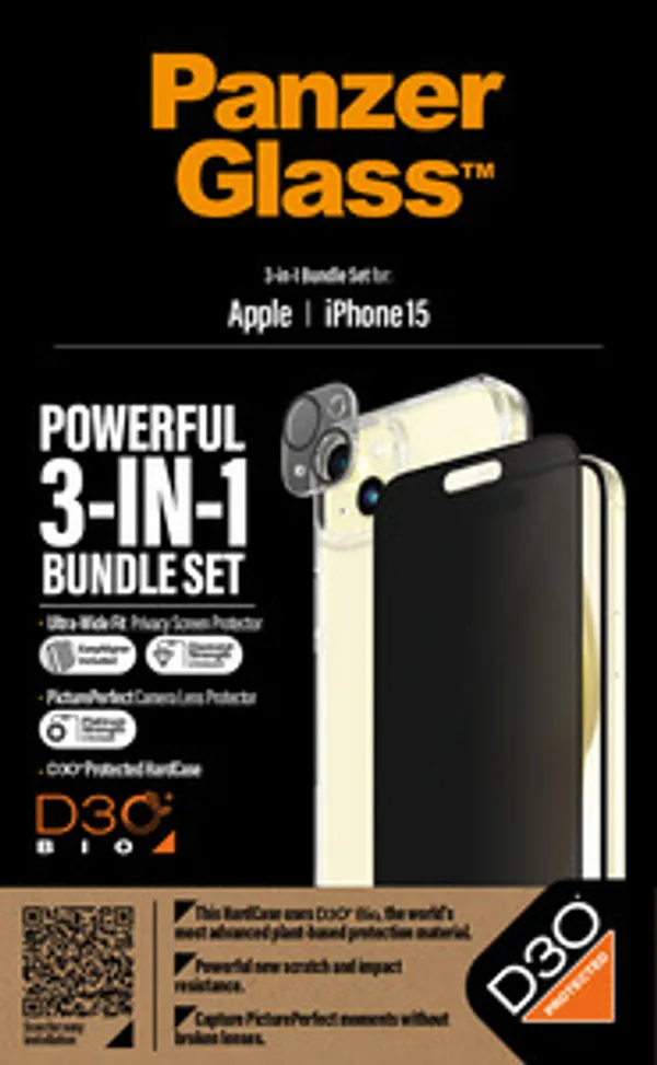 PanzerGlass 3-in-1-Privacy-Pack iPhone 15