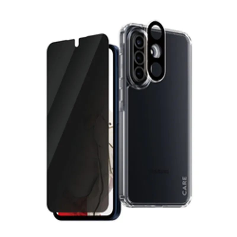 CARE Flagship 3-in-1 Privacy Bundle for Samsung Galaxy A36 5G with clear protective case and dark privacy screen protector