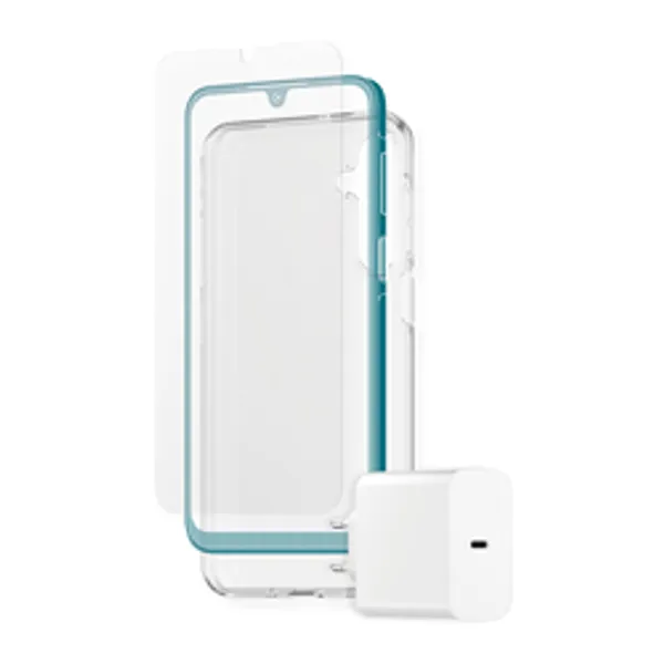 Bundle 3-in-1 A16 Charger+Glass,UWF+TPU-Case