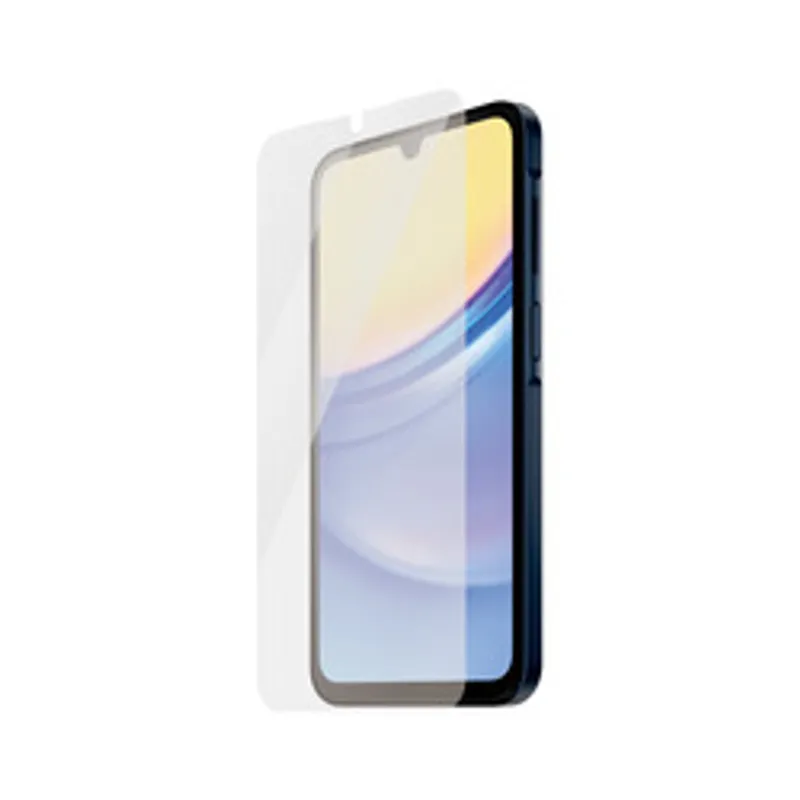 Hochwertiger SAFE Panzerglas-Displayschutz für Samsung Galaxy A16/A16 5G im Großpack vor schwarzem Smartphone mit buntem