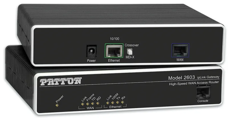 Паттон 2603 T1/E1 роутер без блока питания сзади и спереди порты Ethernet WAN консоль светодиоды статус.