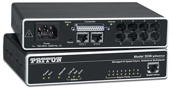 Patton 3038 High Speed 8 port RS-232 DCE Async. Stat Mux with X.21 comp; Internal UI