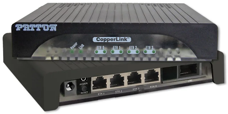 Patton CopperLink 2301 1 Pair (2-Wire) Light Industrial Ethernet Extender; -40 to 85°C; Corrosion Protection; M12 Female Line  (8-position); 4 x 10/100BaseTX