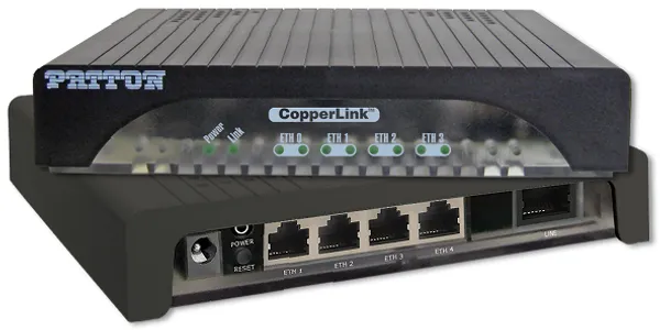 Patton CopperLink 2302 2 Pair (4-Wire) Light Industrial Ethernet Extender; -40 to 85°C; Corrosion Protection; RJ45 Female Line (8-position); 4 x 10/100BaseTX