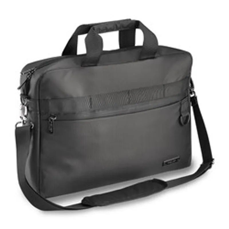 Sacoche ordinateur portable PEDEA Clutch 15,6" noir en vue latérale avec poignée supérieure, poche zippée avant et