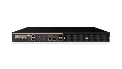 Баланс SDX Pro, черный сетевой прибор с фронтальной панелью, отображающий LCD-дисплей, светодиоды состояния, порты Ethernet