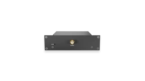Модуль расширения Peplink FlexModule Mini LoRaWAN для Balance 20X, компактный прямоугольный блок темно-серого цвета с Модуль расширения Peplink FlexModule Mini LoRaWAN для Balance 20X, компактный прямоугольный блок темно-серого цвета с