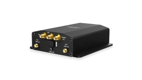 MAX BR1 Mini 4G LTE Router mit Dual-Band Wi-Fi 5, rückseitige Ansicht mit fünf goldbeschichteten Koaxialantennenanschlüssen