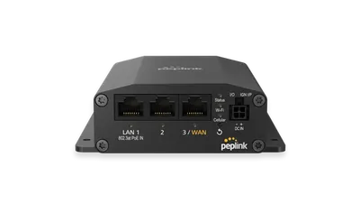 MAX BR1 Mini 4G LTE Router mit Dual-Band Wi-Fi 5, Rückansicht mit Ethernet-Ports, LED-Anzeigen und Montagelöchern