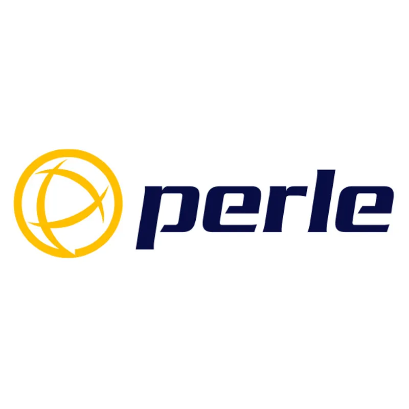 Perle Firmenlogo mit gelbem Globus-Symbol und dunkelblauem Schriftzug "perle" auf weißem Hintergrund.