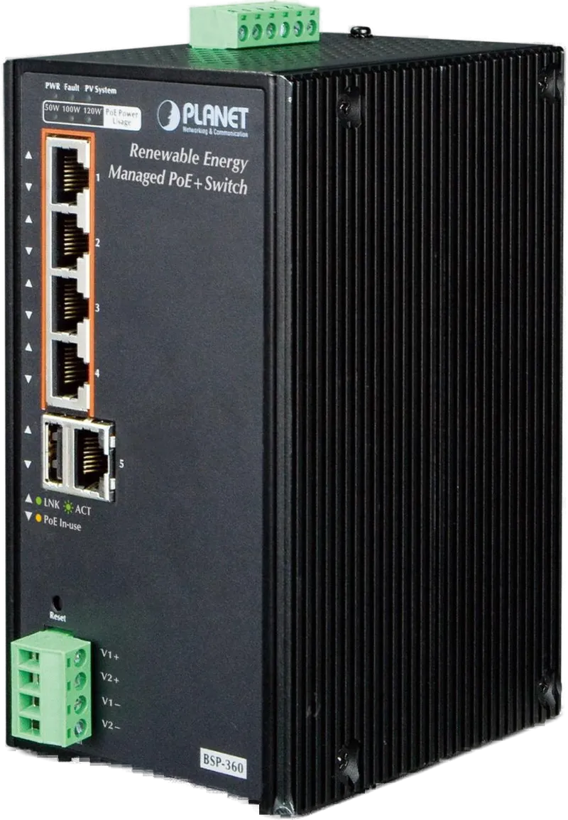 PLANET Industrial Solar Power 5-Port  Managed Switch 4-Port