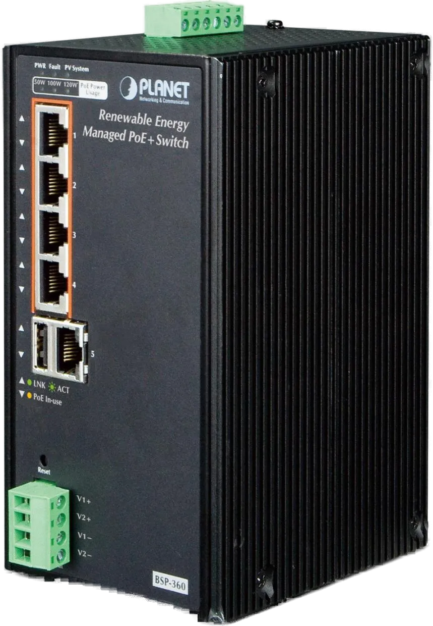 PLANET Industrial Solar Power 5-Port Managed Switch 4-Port PLANET Industrial Solar Power 5-Port Managed Switch 4-Port