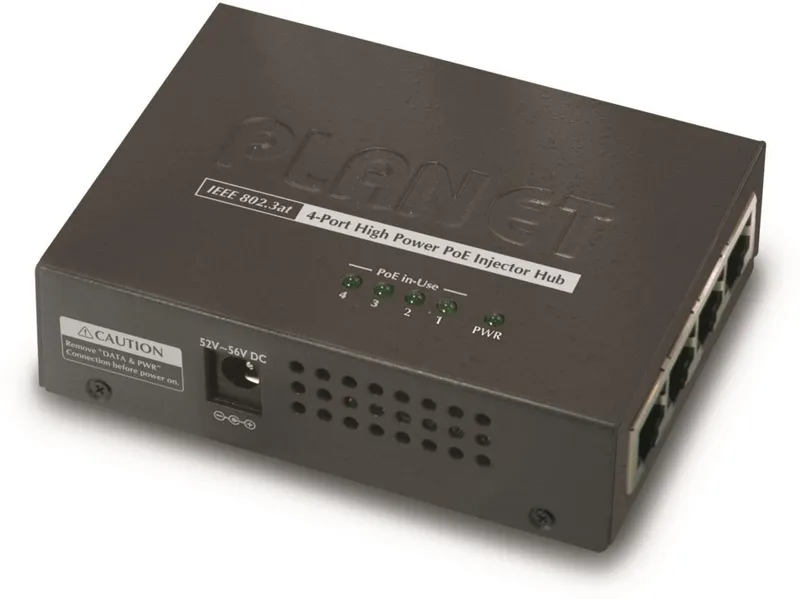 PLANET 4-Port IEEE 802.3at High Power over Ethernet