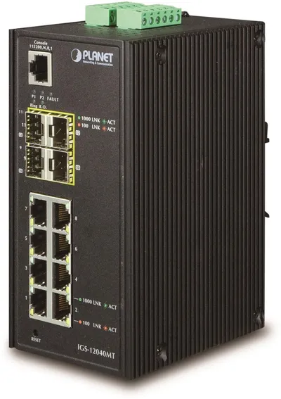 PLANET Industrial 8-Port 10/100/1000T + 4-Port 100/1000X