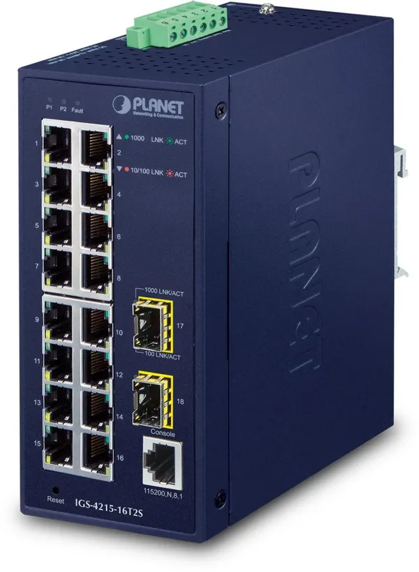 PLANET Industrial 16-Port Managed Switch IGS-4215-16T2S