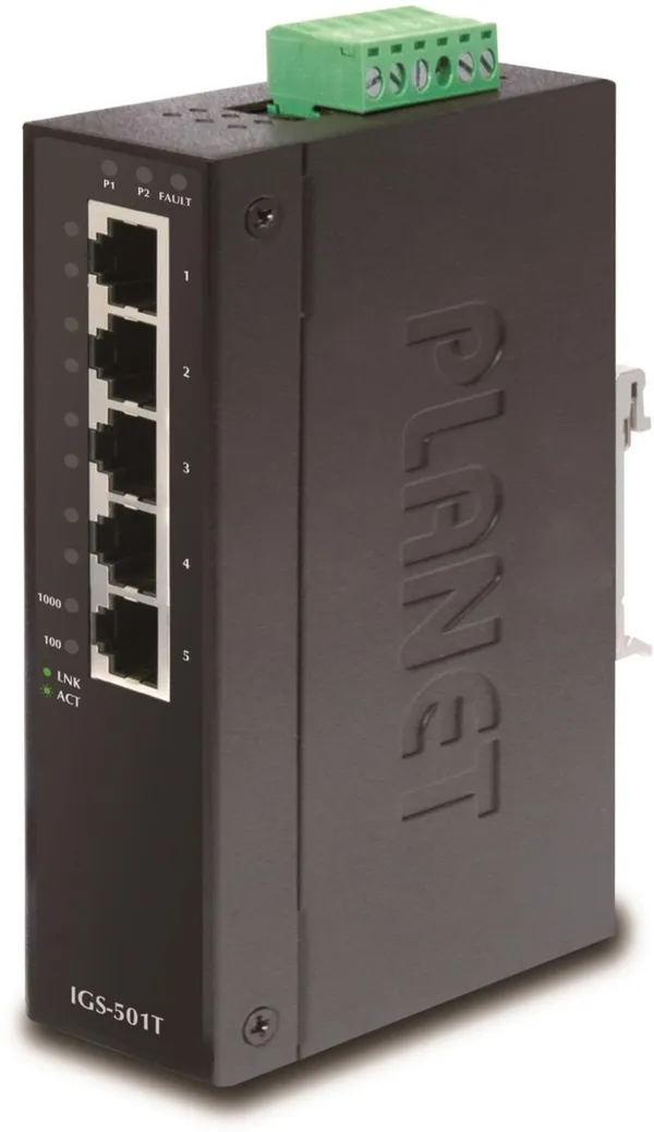 PLANET 5-Port 10/100/1000T Industrial Gigabit Ethernet