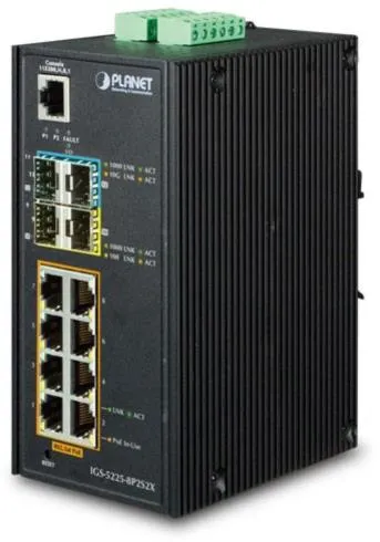 PLANET Industrial L2+ 8-Port 10/100/1000T 802.3at PoE +