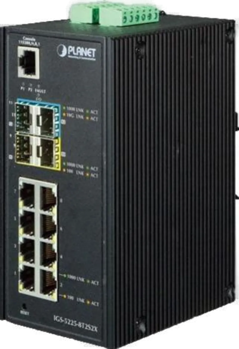 PLANET Industrial L2+ 8-Port 10/100/1000T + 2-Port