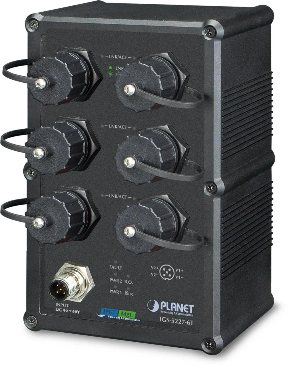 PLANET 6Port RJ45 10/100/1000T EN50155 IP67 9~48V DC/24V AC