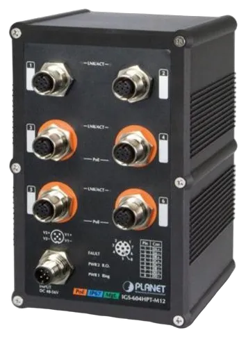 PLANET Industrial IP67 Rated 4-Port 10/100/1000T 802.3at